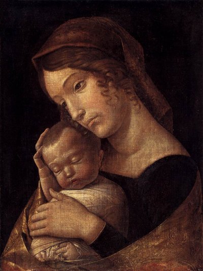 Madonna con niño dormido de Andrea Mantegna